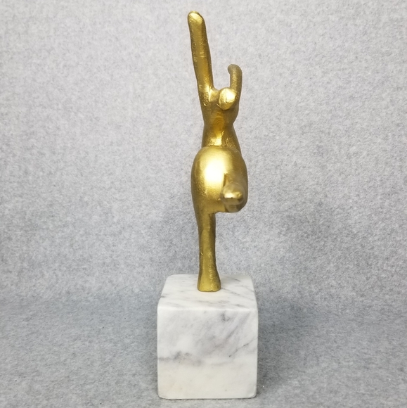 Gold Metal Woman Dancer 11.5" Statue Art Deco Voluptuous Acrobat Marble Mount - Picture 5 of 12
